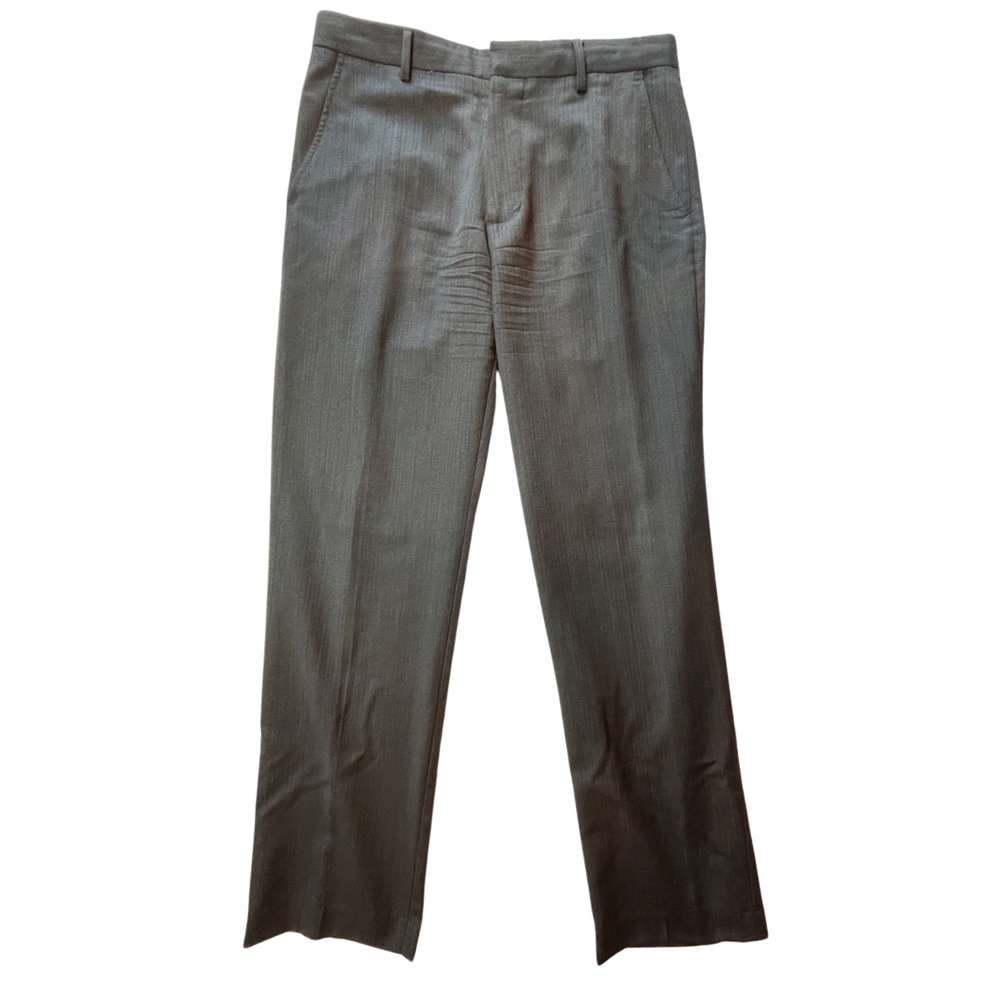 Banana Republic Dress Pants Men's Gray 100% Wool Straight Fit Flat Front 33 x 34